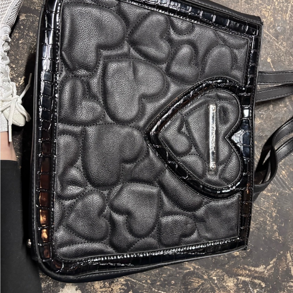 Black Heart Embossed Tote Bag